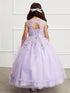 Vestido de desfile de falda de tul dividida con apliques de encaje metálico multicolor para niñas 2-18